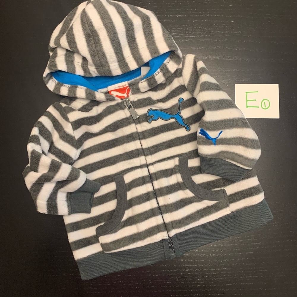Puma Kids Gray and White Striped Hoodie